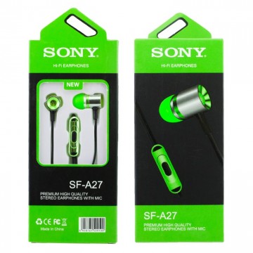 Наушники с микрофоном Sony SF-A27 Green в Одессе