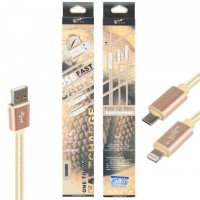 USB кабель King Fire JM-014 2in1 micro USB, Lightning 1m золотистый