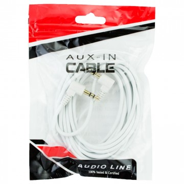 AUX кабель 3.5mm L-образный 1м белый тех.пак в Одессе
