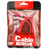 AUX кабель 3.5mm пружина 2 pin 1м красный