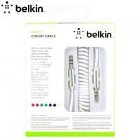 AUX кабель 3.5mm Belkin пружина 1.8м high copy белый