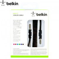 AUX кабель 3.5mm Belkin пружина 1.8м high copy черный