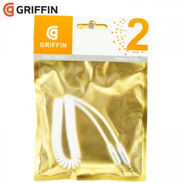 AUX кабель 3.5mm Griffin пружина 2м high copy белый тех.пак в Одессе