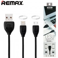 USB кабель Remax Lesu RC-050t 2in1 lightning-micro 2m черный