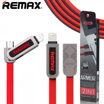 USB кабель Remax RC-067t 2in1 lightning-micro 1m красно-черный в Одессе