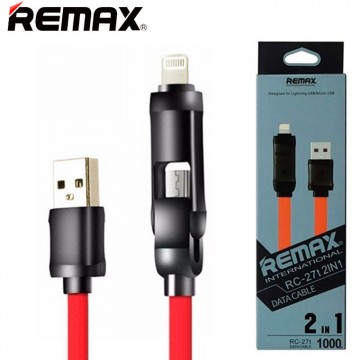 USB кабель Remax RC-027t 2in1 lightning-micro 1m красно-черный в Одессе