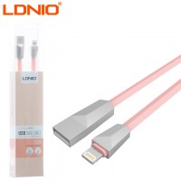 USB кабель LDNIO LS26 lightning 1m розовый