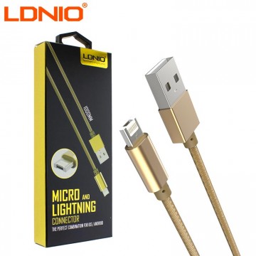 USB кабель LDNIO LC88 2in1 lightning-micro 1m золотистый в Одессе