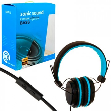 Наушники с микрофоном Sonic Sound E288 черно-голубые в Одессе