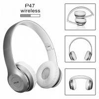 Bluetooth наушники с микрофоном P47 серебристые