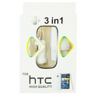 Сетевое+автомобильное зарядное устройство HTC 3in1 1USB 1.0A micro-USB white