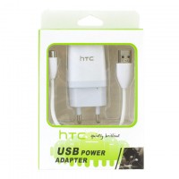 Сетевое зарядное устройство HTC 2in1 1USB 1.0A micro-USB white