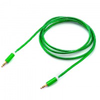 AUX кабель 3.5 c металлическим штекером 1.5 метра зеленый