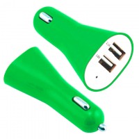 Автомобильное зарядное устройство Long 2USB 2.1A green