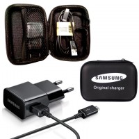 Сетевое зарядное устройство Samsung ETA-U90EWE 2in1 в чехле 1USB 2.0A micro-USB black