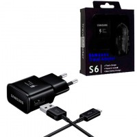 Сетевое зарядное устройство Samsung S6 Fast charger 1USB 9V-1.67A 5V-2.0A micro-USB black картон