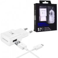 Сетевое зарядное устройство Samsung S7 Fast charger 9V-1.67A 5V-2.0A micro-USB white (картон)