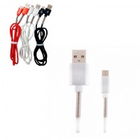 Кабель USB - Micro (пружина металл) 1m белый