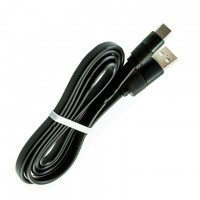Кабель USB - Type-c (плоский шнур) 1m черный