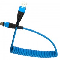 Кабель USB - Micro (пружина силикон) 1.2m синий