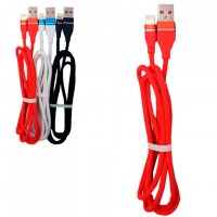 Кабель USB - Lightning (ткань однотонный) 1m красный