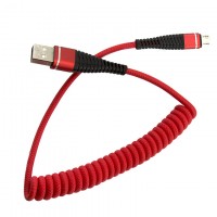Кабель USB - Micro (пружина силикон) 1.2m красный