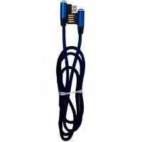 Кабель USB - Micro (тканевый боковой) двусторонний 1m синий