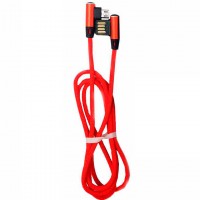 Кабель USB - Micro (тканевый боковой) двусторонний 1m красный