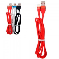 Кабель USB - Micro (ткань однотонный) 1m красный