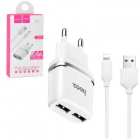 Сетевое зарядное устройство Hoco C12 2USB 2.4A Lightning white