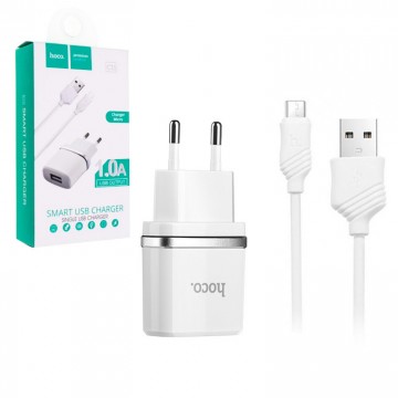 Сетевое зарядное устройство Hoco C11 1USB 1.0A micro-USB white в Одессе