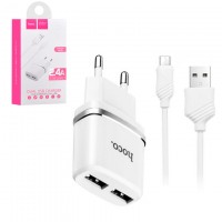 Сетевое зарядное устройство Hoco C12 2USB 2.4A micro-USB white