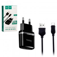 Сетевое зарядное устройство Hoco C12 2USB 2.4A micro-USB black