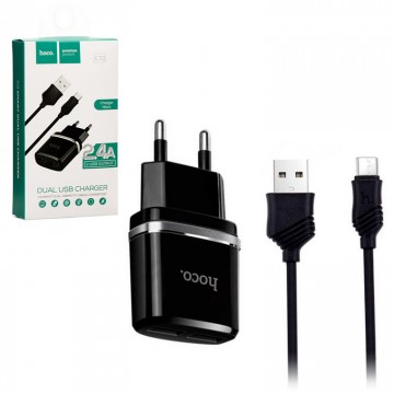 Сетевое зарядное устройство Hoco C12 2USB 2.4A micro-USB black в Одессе