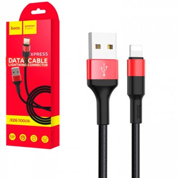 USB кабель Hoco X26 Xpress lightning 1m черно-красный в Одессе