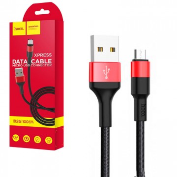 USB кабель Hoco X26 Xpress micro USB 1m черно-красный в Одессе