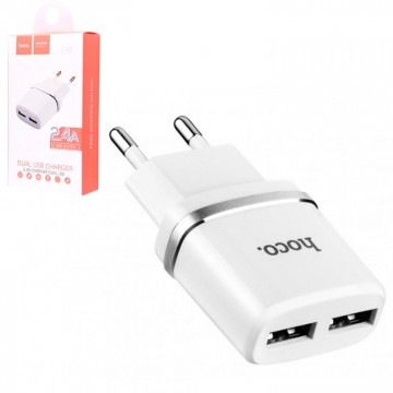 Сетевое зарядное устройство USB Hoco C12 2USB 2.4A white в Одессе