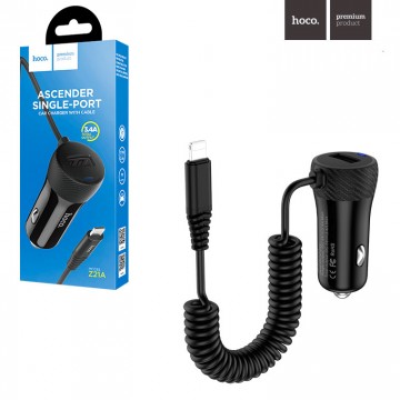 Автомобильное зарядное устройство Hoco Z21A 1USB 3.4A Lightning black в Одессе
