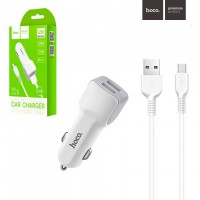 Автомобильное зарядное устройство Hoco Z23 2USB 2.4A micro-USB white