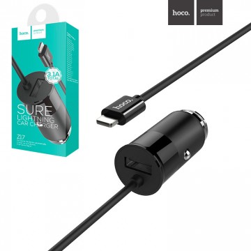 Автомобильное зарядное устройство Hoco Z17 1USB 3.1A Lightning black в Одессе