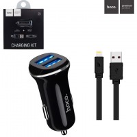 Автомобильное зарядное устройство Hoco Z1 2USB 2.1A Lightning black