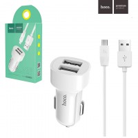 Автомобильное зарядное устройство Hoco Z2A 2USB 2.4A micro-USB white