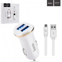 Автомобильное зарядное устройство Hoco Z1 2USB 2.1A micro-USB white