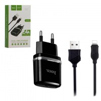 Сетевое зарядное устройство Hoco C12 2USB 2.4A Lightning black