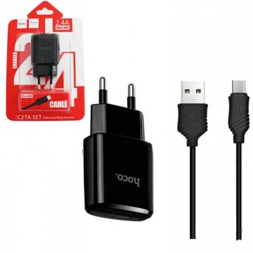 Сетевое зарядное устройство Hoco С27A 1USB 2.4A micro-USB black в Одессе