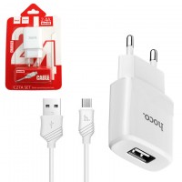 Сетевое зарядное устройство Hoco С27A 1USB 2.4A micro-USB white