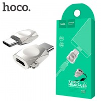 Переходник Hoco UA8 с micro USB на Type-C серебристый