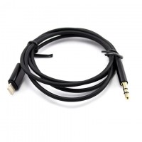 Переходник Lightning to AUX jack 3.5mm 1m черный тех.пакет