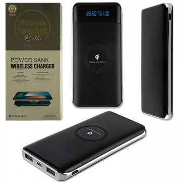 Power Bank Qi-04 15000 mAh c беспроводной зарядкой черный в Одессе