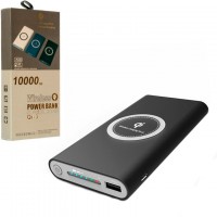 Power Bank Qi-3 10000 mAh c беспроводной зарядкой черный